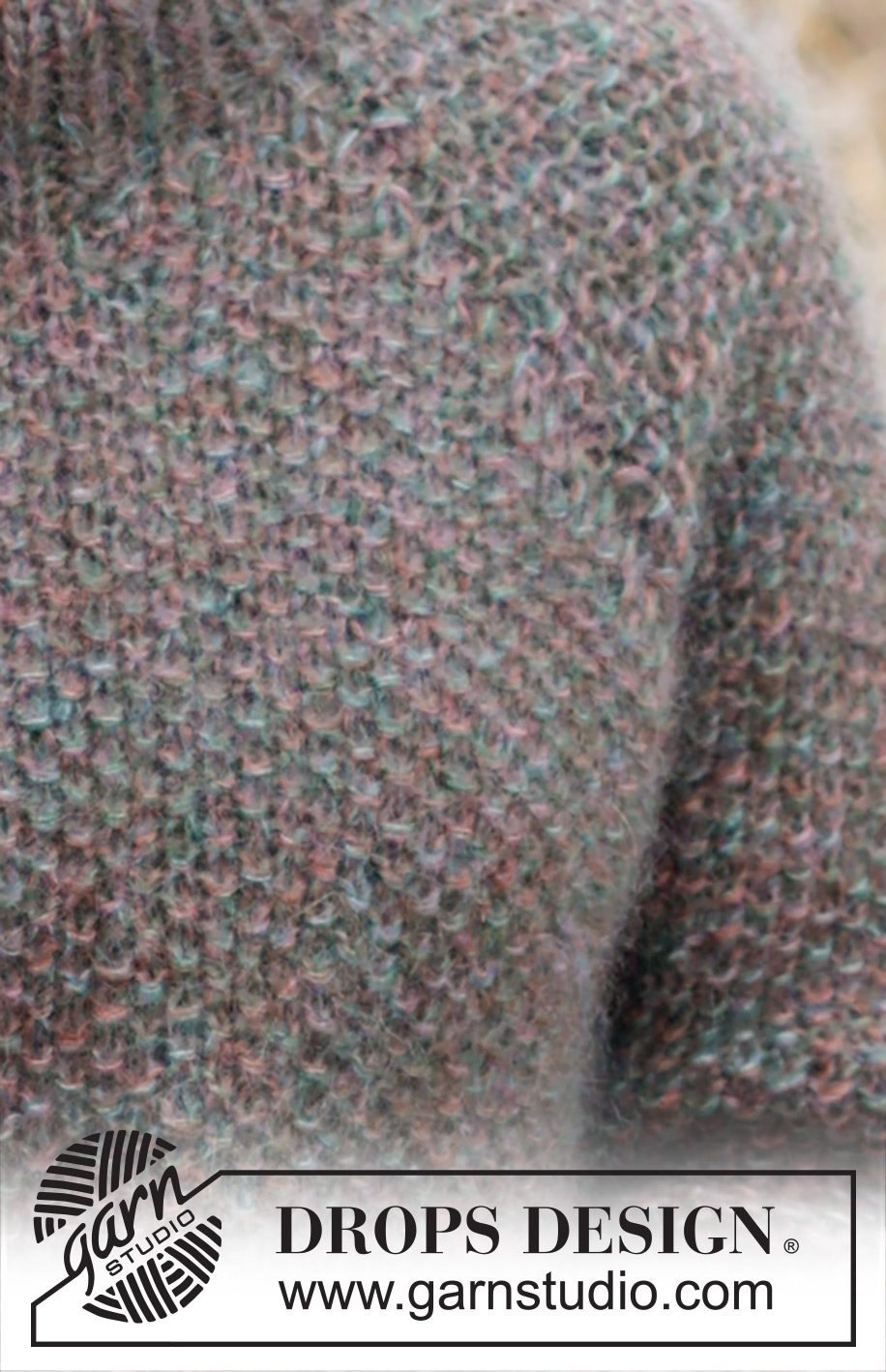 Forest Trails Sweater / DROPS 244-4 - Knitted jumper in 4 strands DROPS Kid-Silk. The piece is worked top down with moss stitch, double neck, raglan and split in sides. Sizes S - XXXL.