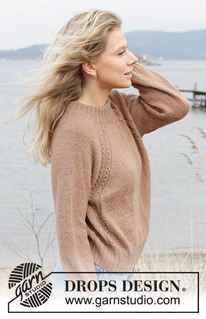 Spill the Beans / DROPS 244-5 - Gebreide trui in DROPS Alpaca. Het werk wordt van boven naar beneden gebreid met dubbele halsrand, raglan en kabels. Maten S - XXXL.