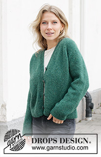 No Nonsense Cardigan / DROPS 244-8 - Casaco tricotado de cima para baixo, em DROPS Air. Tricota-se com cavas raglan e decote em V. Do S ao XXXL.