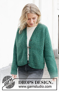 No Nonsense Cardigan / DROPS 244-8 - Casaco tricotado de cima para baixo, em DROPS Air. Tricota-se com cavas raglan e decote em V. Do S ao XXXL.