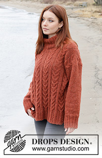 Flaming Heart Sweater / DROPS 245-10 - Strikket bluse DROPS Brushed Alpaca Silk. Arbejdet strikkes nedefra og op med snoninger, dobbelt halskant og slids i siderne. Størrelse S - XXXL.