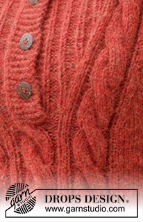Autumn Blaze / DROPS 245-17 - Knitted sweater in DROPS Air. The piece is worked bottom up with high neck, cables and split in sides. Sizes S - XXXL.