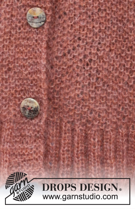 Copper River Cardigan / DROPS 245-21 - Knitted jacket in DROPS Kid-Silk. The piece is worked top down with moss stitch, raglan and V-neck. Sizes S - XXXL.