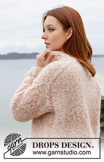 Frosted Confetti / DROPS 245-22 - Maglione lavorato ai ferri in DROPS Alpaca Bouclé e DROPS Kid-Silk. Lavorato dall’alto in basso con trecce, spalle europee/diagonali delle spalle e spacchi laterali. Taglie: S - XXXL.