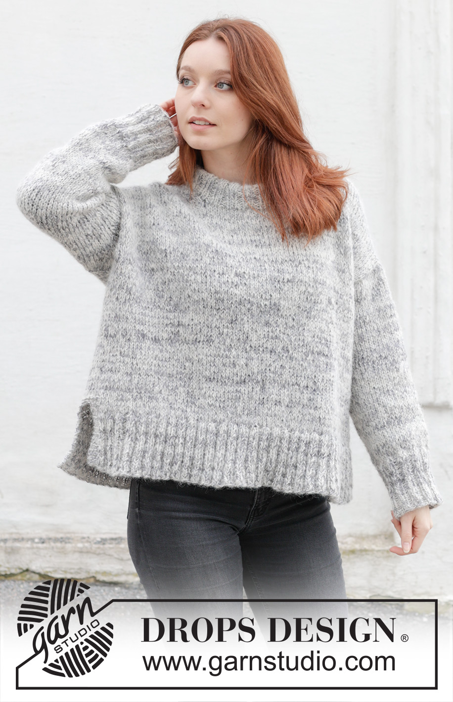 Stormy Evening  Sweater / DROPS 245-24 - Jersey de punto en DROPS Fabel y DROPS Brushed Alpaca Silk. La pieza está tejida de arriba hacia abajo en punto jersey con hombros europeos / hombros diagonales y cuello doble. Tallas S – XXXL.