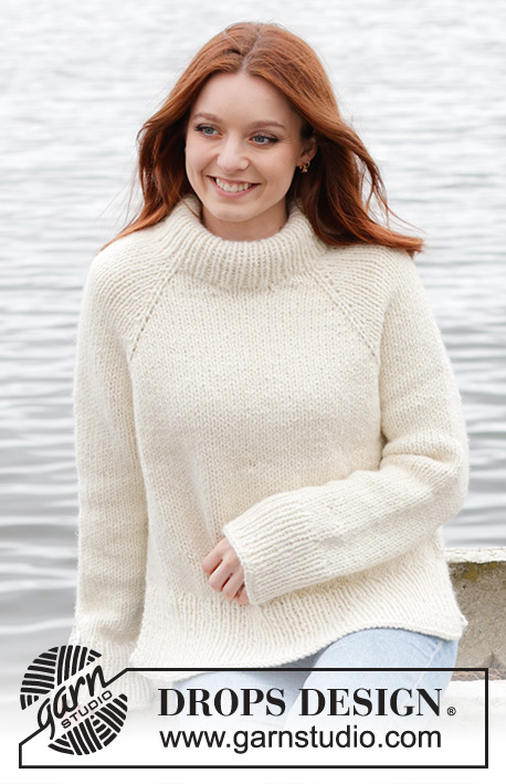 Under the Moon / DROPS 245-25 - Knitted jumper in DROPS Andes. The piece is worked top down with raglan and split in sides. Sizes S - XXXL.