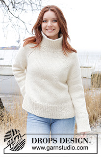 Under the Moon / DROPS 245-25 - Knitted jumper in DROPS Andes. The piece is worked top down with raglan and split in sides. Sizes S - XXXL.