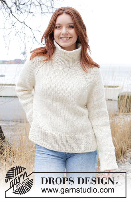 Under the Moon / DROPS 245-25 - Knitted jumper in DROPS Andes. The piece is worked top down with raglan and split in sides. Sizes S - XXXL.