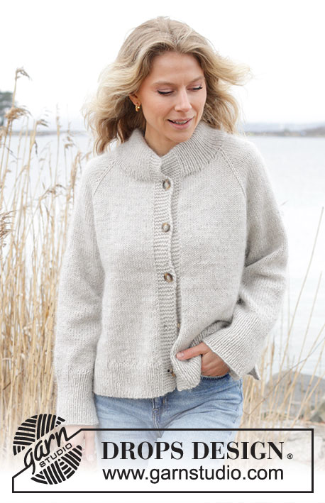 Moon Mist Cardigan / DROPS 245-8 - Gebreid vest in DROPS Lima en DROPS Kid-Silk. Het werk wordt van boven naar beneden gebreid met raglan, dubbele halsrand en split in de zijkanten. Maten S - XXXL.