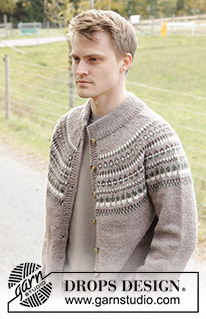 Boreal Circle Cardigan / DROPS 246-10 - Gebreid vest voor heren in DROPS Karisma. Het werk wordt van boven naar beneden gebreid met ronde pas en Scandinavisch patroon. Maten S - XXXL.
