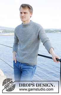 Winter Weekend / DROPS 246-11 - Strikket bluse til herre i DROPS Nord. Arbejdet strikkes oppefra og ned med raglan, perlestrik og dobbelt halskant. Størrelse S - XXXL.