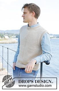 Vestfjord Vest / DROPS 246-13 - Strikket vest til herre i DROPS Nepal. Arbeidet strikkes nedenfra og opp i glattstrikk. Størrelse S - XXXL.