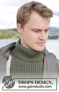 Trailhead Neck Warmer / DROPS 246-15 - Knitted neck warmer for men in DROPS Merino Extra Fine. The piece is worked top down, with texture.