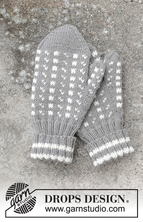 Winter Twilight Gloves / DROPS 246-18 - Pánské rukavice - palčáky s norským vzorem pletené z příze DROPS Merino Extra Fine.