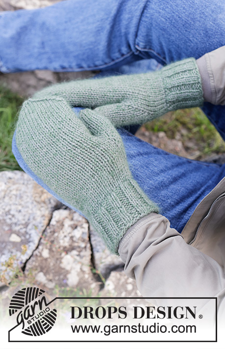 Memphis Road Mittens / DROPS 246-19 - Gebreide wanten voor heren in DROPS Lima en DROPS Kid-Silk. Het werk wordt van onder naar boven gebreid met tricotsteek.