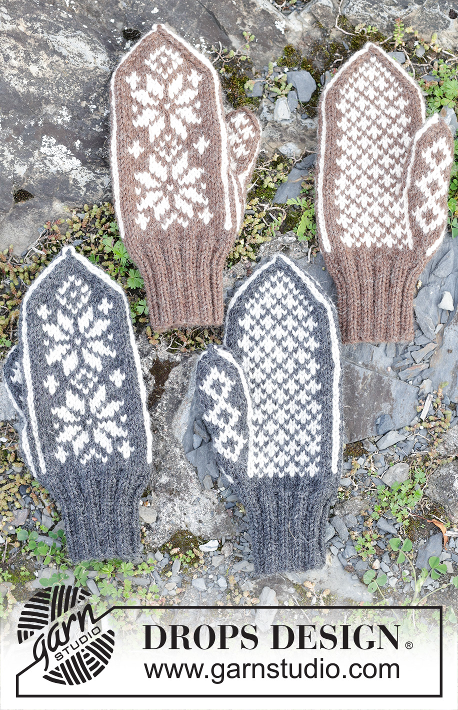 Snow Flake Mittens / DROPS 246-20 - Strikkede vanter i DROPS Nepal til herre. Arbejdet strikkes med nordisk mønster.