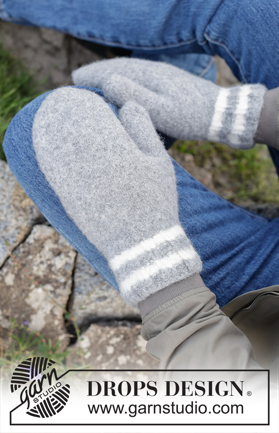 Grey Day Mittens / DROPS 246-21 - Knitted and felted mittens for men in DROPS Lima.