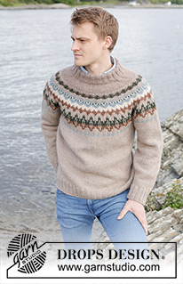 Autumn Reflections Sweater / DROPS 246-4 - Knitted jumper for men in DROPS Nepal. The piece is worked top down with round yoke and multi-coloured pattern. Sizes S - XXXL.