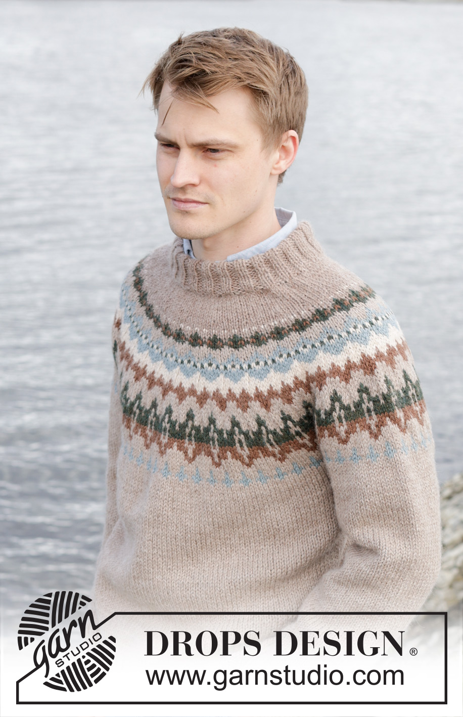 Autumn Reflections Sweater / DROPS 246-4 - Knitted jumper for men in DROPS Nepal. The piece is worked top down with round yoke and multi-coloured pattern. Sizes S - XXXL.