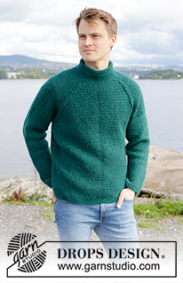 Irish Hill / DROPS 246-5 - Gehäkelter Pullover für Herren in DROPS Air. Die Arbeit wird von oben nach unten mit Raglan, Zopfmuster und langen Ärmeln gehäkelt. Größe S - XXXL.