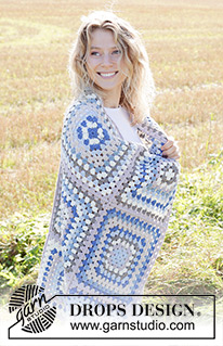 Dutch Tiles / DROPS 247-2 - Virkat filt med mormorsrutor i DROPS Big Merino.