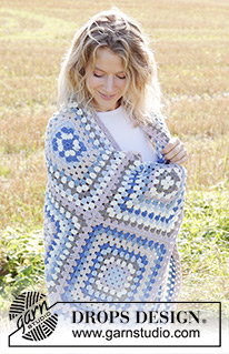 Dutch Tiles / DROPS 247-2 - Virkat filt med mormorsrutor i DROPS Big Merino.