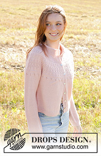 Quilting Bee Cardigan / DROPS 248-25 - Strikket cardigan i DROPS Alpaca eller DROPS Flora. Arbejdet strikkes oppefra og ned med dobbelt halskant, rundt bærestykke, reliefmønster og I-cord. Størrelse S - XXXL.