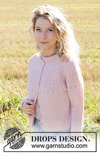 Quilting Bee Cardigan / DROPS 248-25 - Strikket cardigan i DROPS Alpaca eller DROPS Flora. Arbejdet strikkes oppefra og ned med dobbelt halskant, rundt bærestykke, reliefmønster og I-cord. Størrelse S - XXXL.