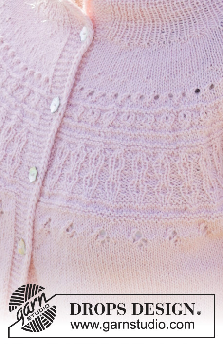 Quilting Bee Cardigan / DROPS 248-25 - Strikket cardigan i DROPS Alpaca eller DROPS Flora. Arbejdet strikkes oppefra og ned med dobbelt halskant, rundt bærestykke, reliefmønster og I-cord. Størrelse S - XXXL.