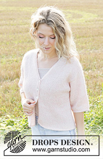 Pale Blossom / DROPS 248-35 - Strikket cardigan i DROPS Alpaca og DROPS Kid-Silk. Arbejdet strikkes oppefra og ned i glatstrik med europæisk skulder / skrå skulder og v-hals og I-cord. Størrelse S - XXXL.