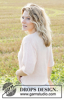 Pale Blossom / DROPS 248-35 - Strikket cardigan i DROPS Alpaca og DROPS Kid-Silk. Arbejdet strikkes oppefra og ned i glatstrik med europæisk skulder / skrå skulder og v-hals og I-cord. Størrelse S - XXXL.