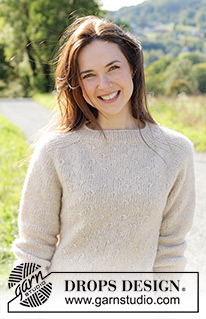 Oatfield / DROPS 248-7 - Strikket bluse i DROPS Air eller DROPS Big Merino. Arbejdet strikkes oppefra og ned med sadelskulder og reliefmønster. Størrelse S - XXXL.