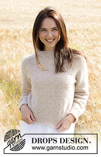 Oatfield / DROPS 248-7 - Strikket bluse i DROPS Air eller DROPS Big Merino. Arbejdet strikkes oppefra og ned med sadelskulder og reliefmønster. Størrelse S - XXXL.