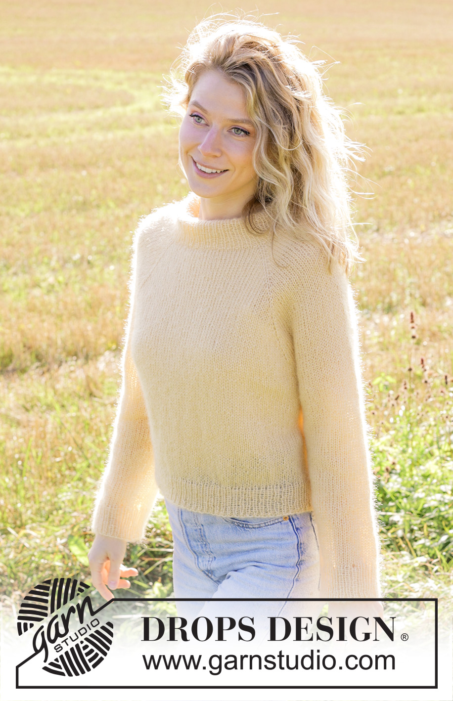 Lemon Glaze / DROPS 249-28 - Knitted jumper in 3 strands DROPS Kid-Silk. The piece is worked top down with stocking stitch, double neck and raglan. Sizes S - XXXL.