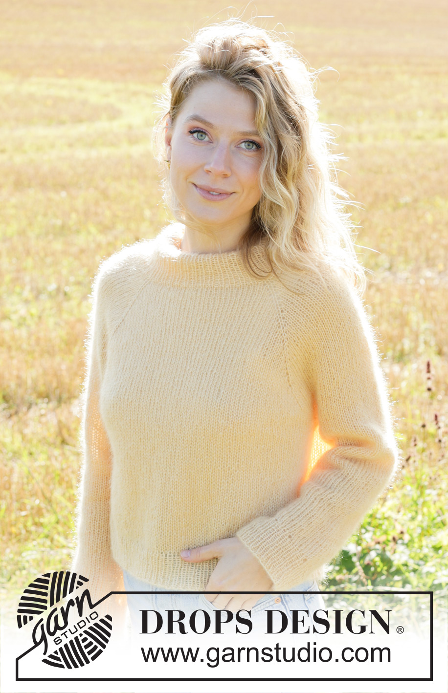 Lemon Glaze / DROPS 249-28 - Knitted jumper in 3 strands DROPS Kid-Silk. The piece is worked top down with stocking stitch, double neck and raglan. Sizes S - XXXL.
