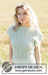 September Rains / DROPS 249-3 - Strikket vest i DROPS Alpaca og DROPS Kid-Silk. Arbejdet strikkes nedefra og op med snoninger, slids i siden og skrå skulder. Størrelse XS - XXL.