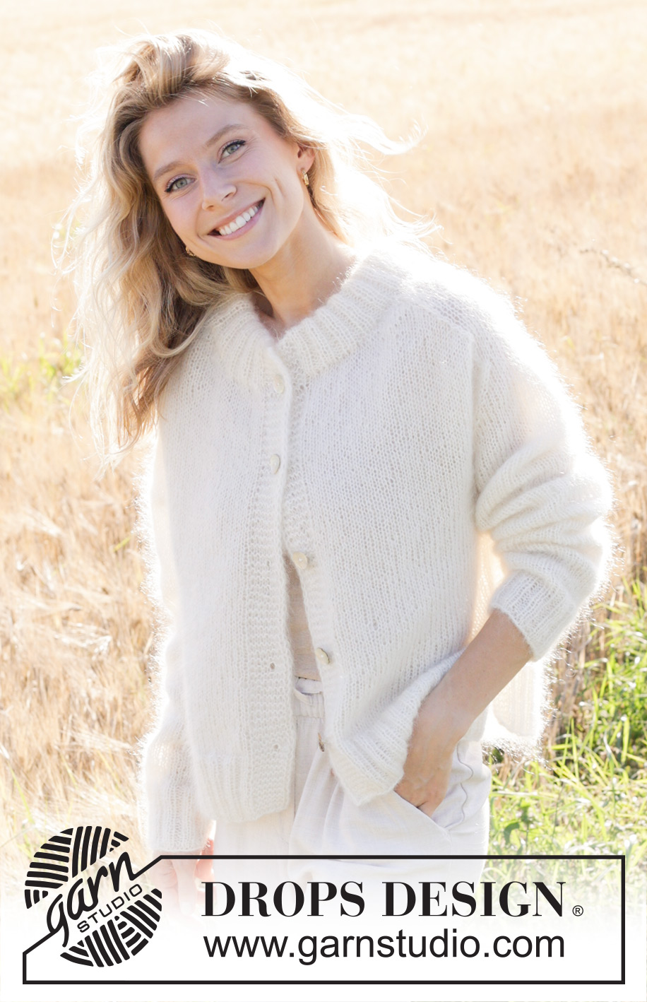 Moonrise Cardigan / DROPS 249-30 - Stickad kofta i 3 trådar DROPS Kid-Silk. Arbetet stickas nerifrån och upp, med sadelaxelökning, dubbel halskant, sprund i sidorna och i-cord. Storlek XS - XXL.
