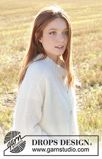 Moonrise Cardigan / DROPS 249-30 - Stickad kofta i 3 trådar DROPS Kid-Silk. Arbetet stickas nerifrån och upp, med sadelaxelökning, dubbel halskant, sprund i sidorna och i-cord. Storlek XS - XXL.