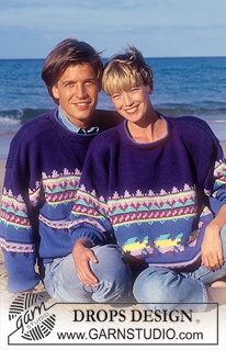 DROPS 25-4 - DROPS jumper with fish pattern in “Paris”. Ladies or Men’s size S – L.