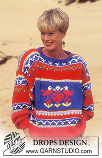 DROPS 25-9 - DROPS jumper with bird motif and pattern borders in “Paris”. 