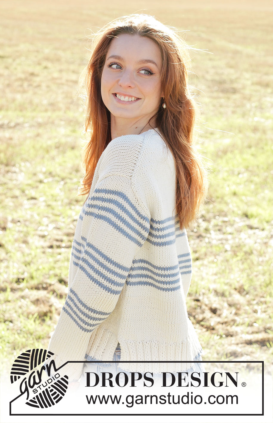 Port of France / DROPS 250-11 - Knitted jumper in DROPS Paris. The piece is worked top down with diagonal/European shoulders, V-neck, stripes and split in sides. Sizes S - XXXL.