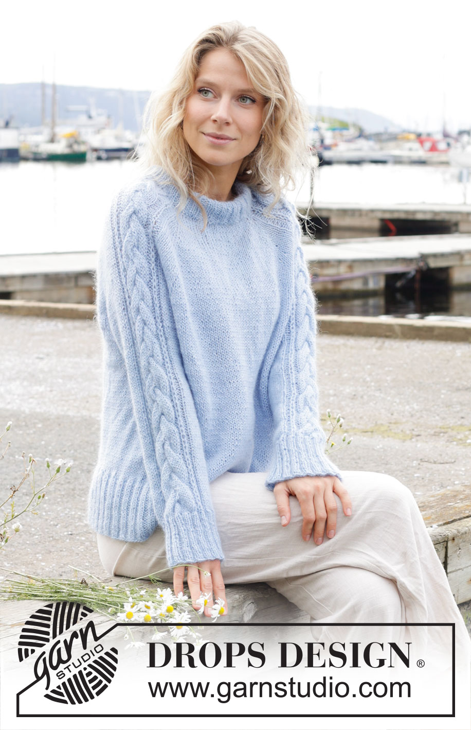 Aisling Sweater / DROPS 250-13 - Knitted jumper in DROPS Alpaca and DROPS Kid-Silk. The piece is worked top down with raglan, cables, Fisherman’s rib on sleeves and double neck. Sizes S - XXXL.