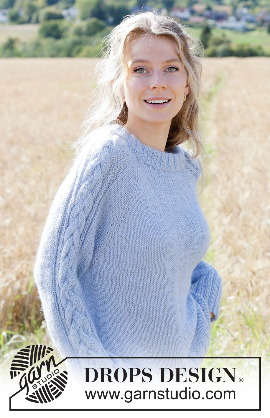 Aisling Sweater / DROPS 250-13 - Knitted jumper in DROPS Alpaca and DROPS Kid-Silk. The piece is worked top down with raglan, cables, Fisherman’s rib on sleeves and double neck. Sizes S - XXXL.