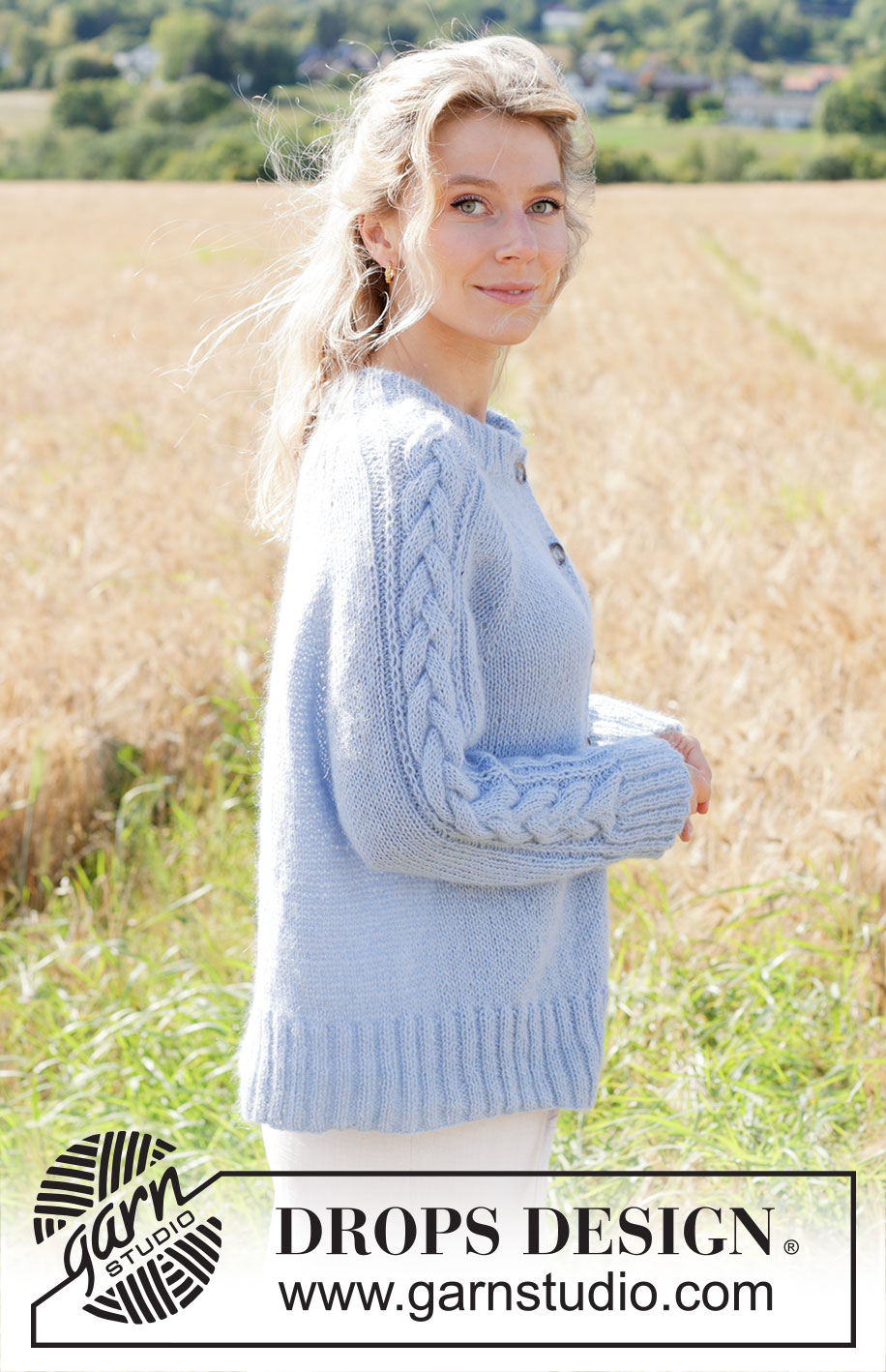 Aisling Cardigan / DROPS 250-14 - Knitted jacket in DROPS Alpaca and DROPS Kid-Silk. The piece is worked top down with raglan, cables, Fisherman’s rib on sleeves and double neck. Sizes S - XXXL.