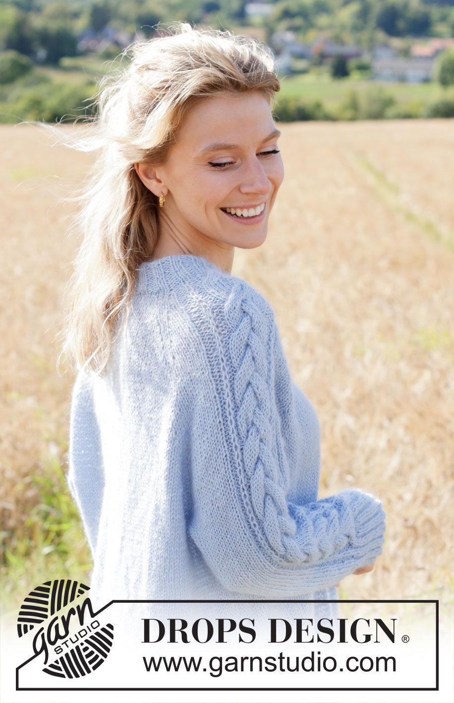 Aisling Cardigan / DROPS 250-14 - Knitted jacket in DROPS Alpaca and DROPS Kid-Silk. The piece is worked top down with raglan, cables, Fisherman’s rib on sleeves and double neck. Sizes S - XXXL.