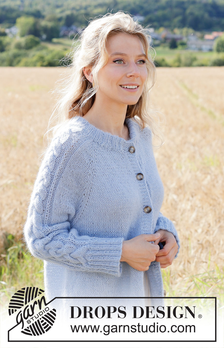 Aisling Cardigan / DROPS 250-14 - Knitted jacket in DROPS Alpaca and DROPS Kid-Silk. The piece is worked top down with raglan, cables, Fisherman’s rib on sleeves and double neck. Sizes S - XXXL.