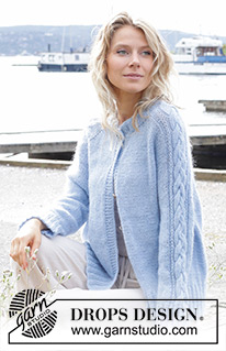 Aisling Cardigan / DROPS 250-14 - Knitted jacket in DROPS Alpaca and DROPS Kid-Silk. The piece is worked top down with raglan, cables, Fisherman’s rib on sleeves and double neck. Sizes S - XXXL.