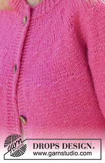 Bright Strawberry Cardigan / DROPS 250-20 - Chaqueta a punto en DROPS Air. La labor está realizada de arriba abajo con canesú redondo y patrón de relieve. Tallas S - XXXL.
