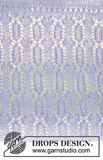 Perfectly Provence Cardigan / DROPS 250-21 - Strikket cardigan i 2 tråde DROPS Kid-Silk eller 1 tråd DROPS Brushed Alpaca Silk. Arbejdet strikkes nedefra og op med hulmønster, V-hals og isyede ærmer. Størrelse S - XXXL.