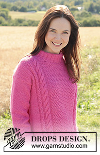Berry Me Sweater / DROPS 250-33 - DROPS Air või DROPS Paris lõngast ülevalt alla kootud Euroopa/diagonaalsete õlgadega, lõhikutega džemper suurustele S kuni XXXL